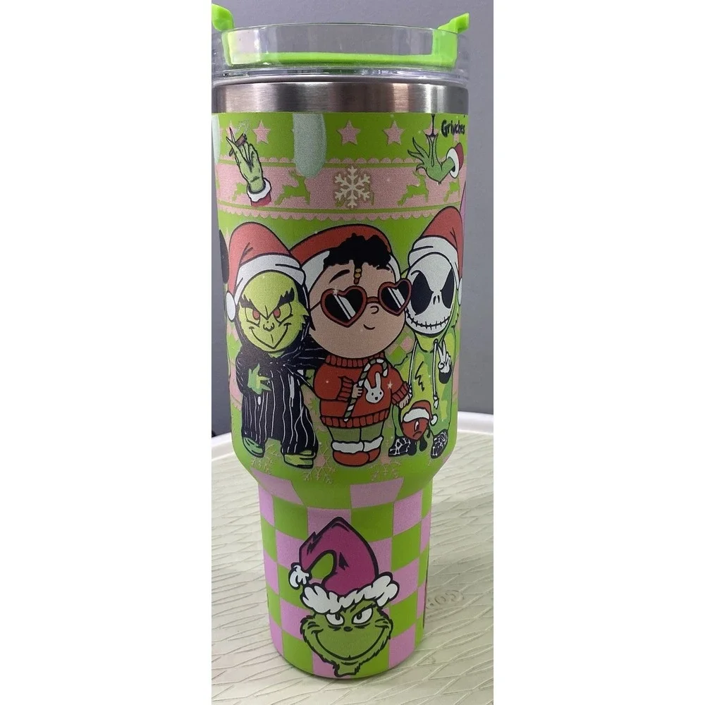 Hobby Lobby Grinch,Mickey,Stitch 40 Oz. Tumbler W/Lid Christmas Holiday NEW